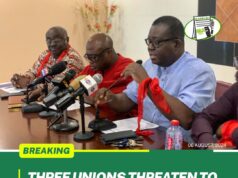 THREE UNIONS THREATEN TO STRIKE ON AUGUST 9