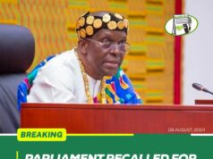 PARLIAMENT RECALLED FOR SITTING ON SEPTEMBER 3