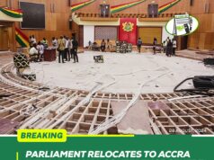 PARLIAMENT RELOCATES TO ACCRA INTERNATIONAL CONFERENCE CENTRE UNTIL CHAMBER RENOVATION WORKS COMPLETE